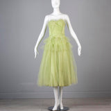 1950s Pale Green Party Dress with Tulle Layers