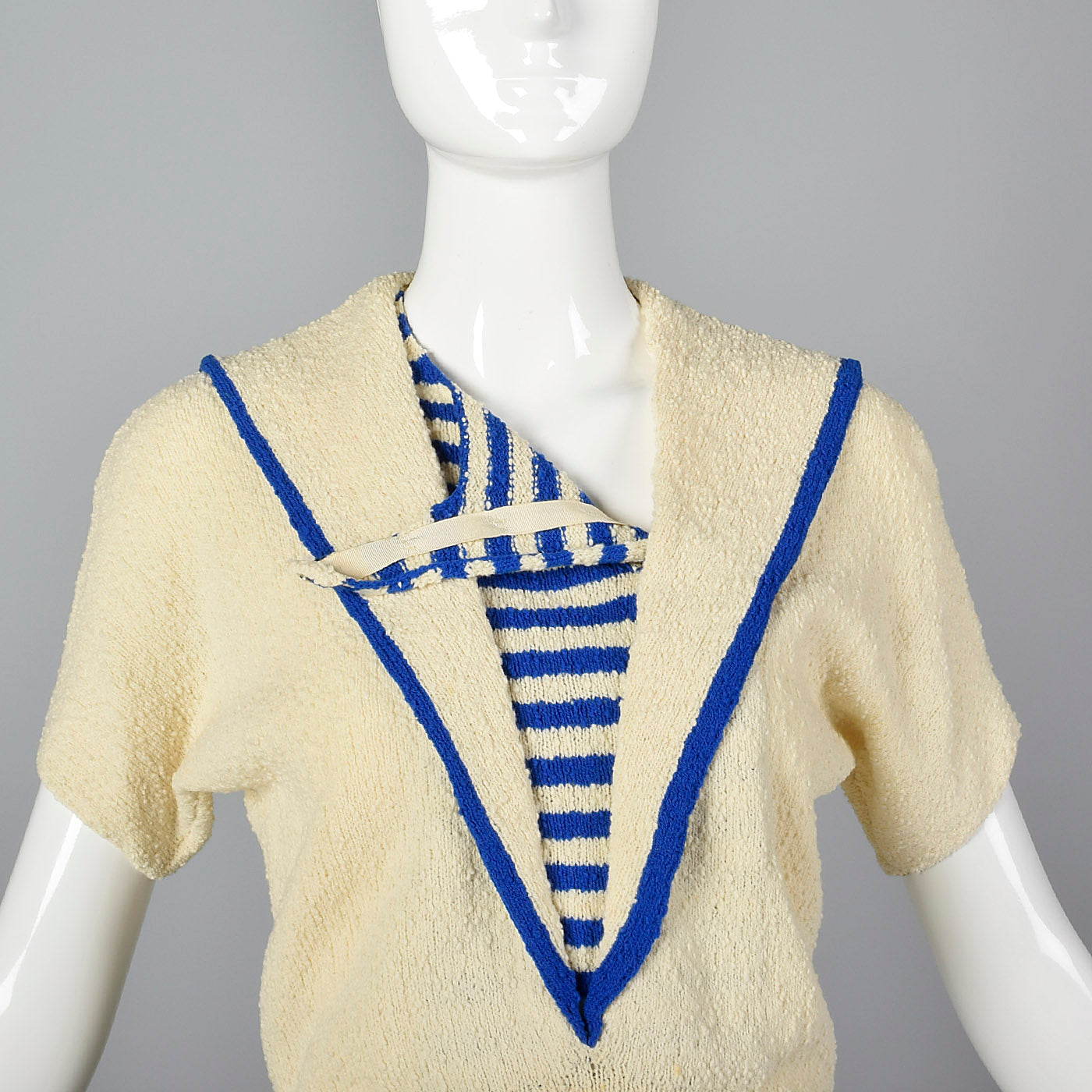 1940s Nautical-Style Two Piece Knit Outfit