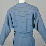 Small 1950s Blue Wool Skirt Suit Dolman Sleeve Theatre Costume Damaged As Is Set