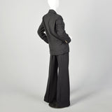 Small 1990s Celine Pant Suit Charcoal Gray Business Wear To Work Extra Long Pants