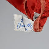 1950s Red Taffeta Half Slip with Crystal Pleats and Polka Dot Ribbon
