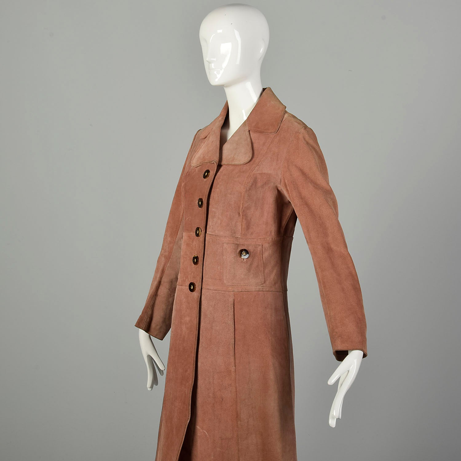 Small 1970s Jacket Tan Leather Hippie Bohemian Suede Boho Trench Coat