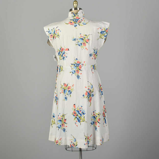XXL 1940s Floral Cotton Day Dress Spring Casual Volup