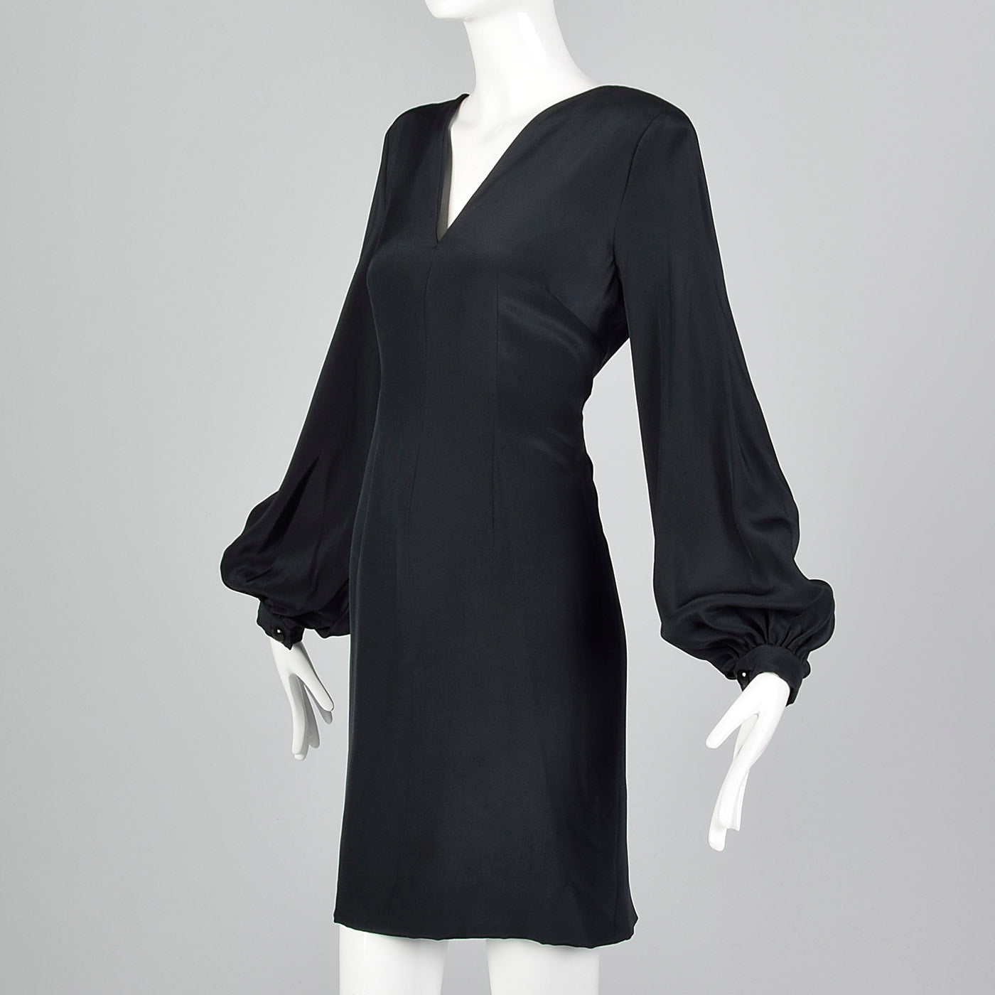 1980s Pauline Trigere Shift Dress with Bishop Sleeve