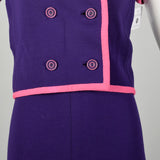 Small 1960s Shift Dress Purple Knit Set Jacket Outfit
