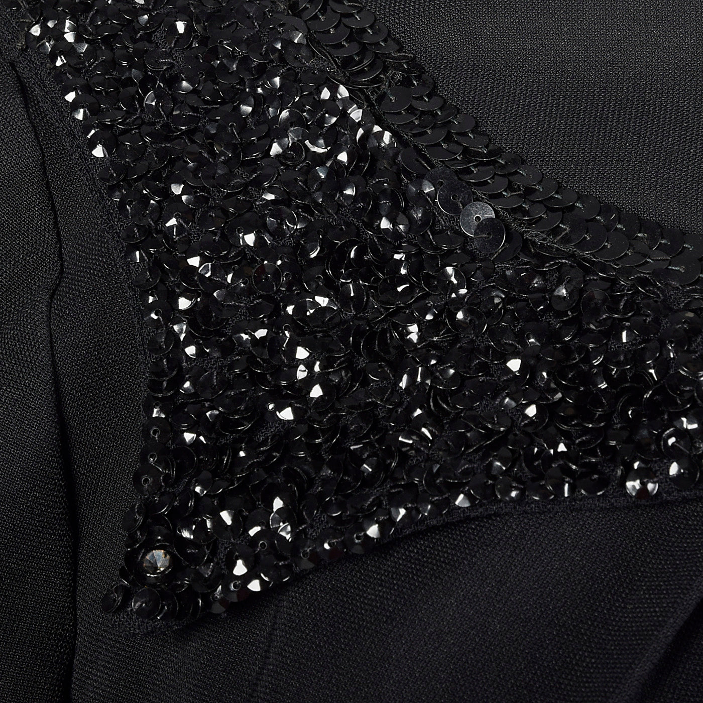 1940s Black Fitted Blouse with Sequin Trim
