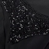 1940s Black Fitted Blouse with Sequin Trim