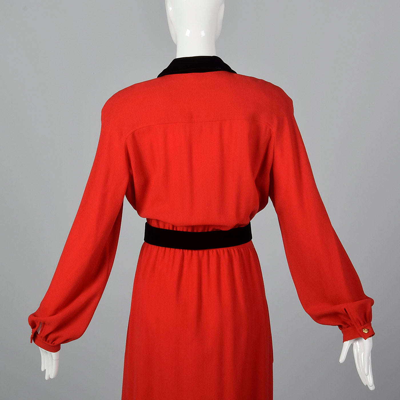 1980s Valentino Boutique Red Dress with Black Trim