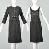 1960s James Galanos Two Piece Dress Set in Gray Wool Tweed