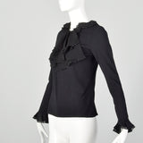 XS Black Long Sleeve Silk Knit Top