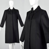 1980s Black Wool Winter Coat