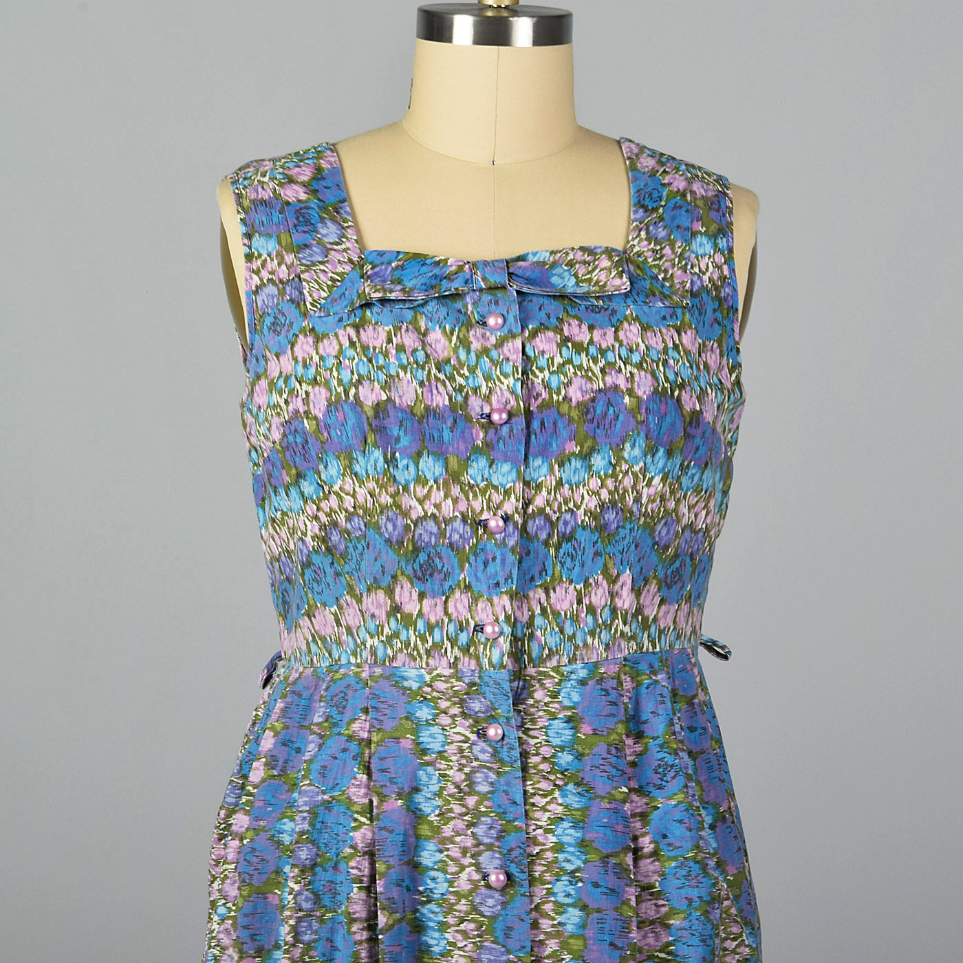 1950s Abstract Floral Print Dress