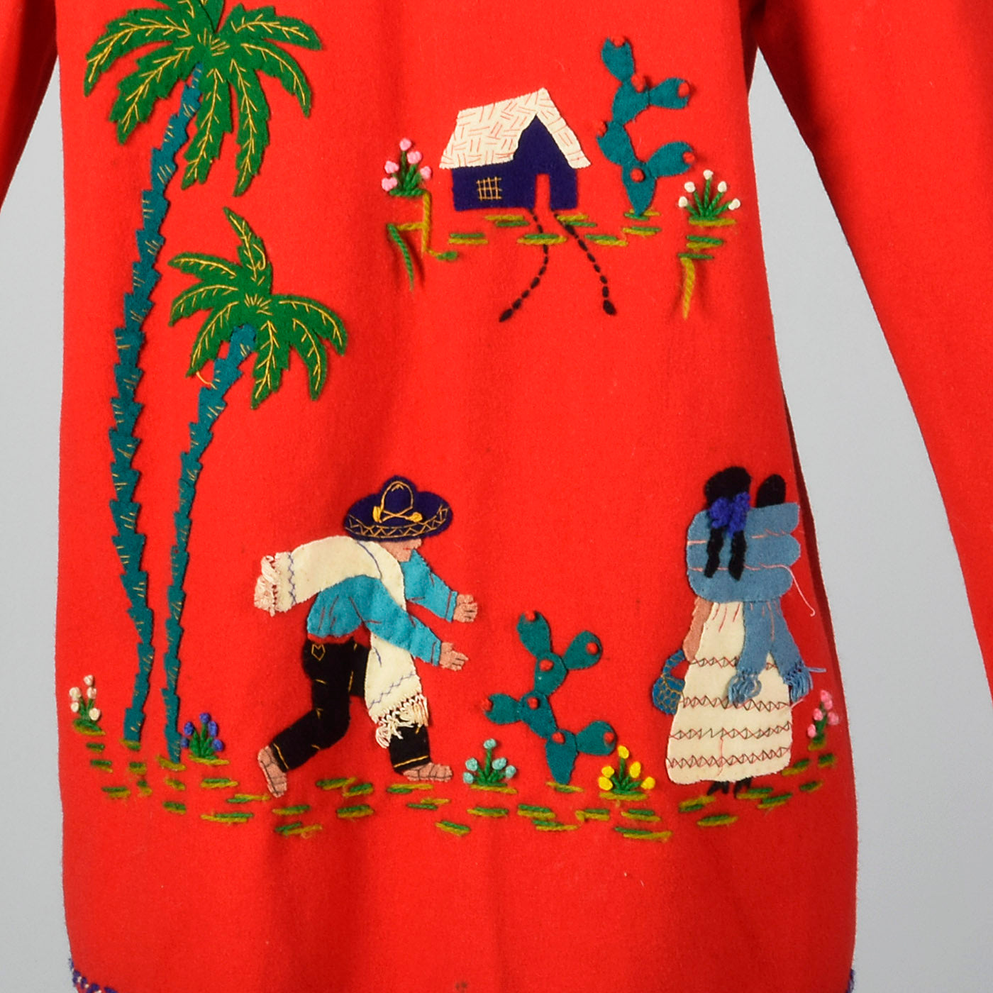 1940s Red Mexican Tourist Jacket with Appliques