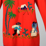 1940s Red Mexican Tourist Jacket with Appliques