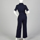 Small 1970s Navy Blue Jumpsuit