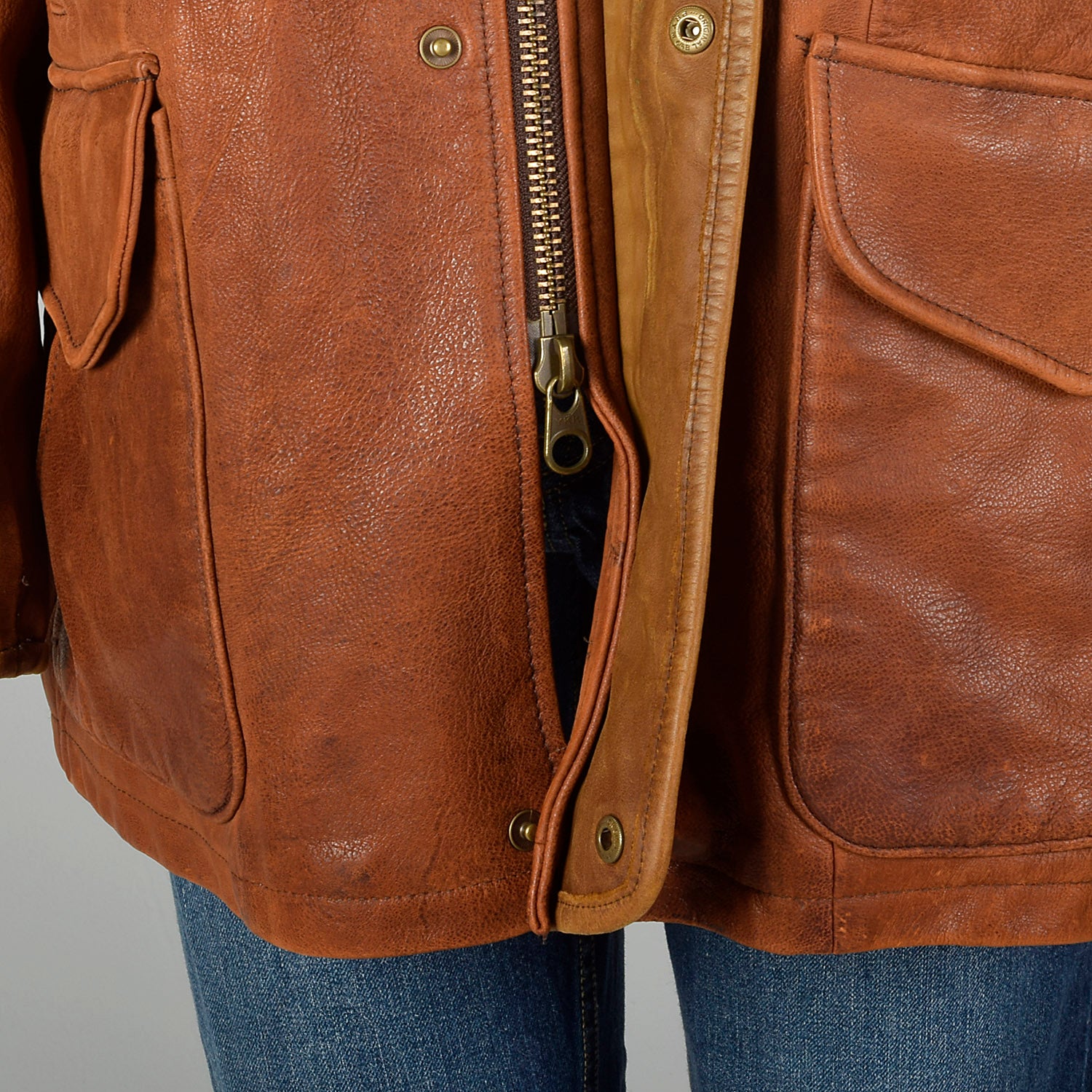 XL-XXL Mens Orvis Light Brown Leather Jacket