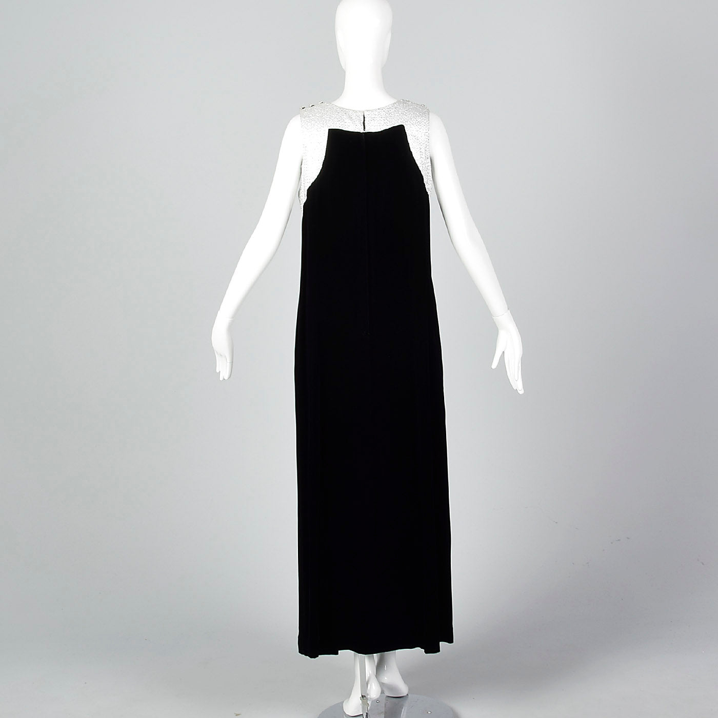 1960s Marshall Field & Co. Black Velvet Dress with Silver Trim