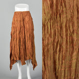2000s Issey Miyake Iridescent Orange Pleated Skirt with Asymmetric Hem