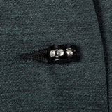 1950s Green and Black Sharksin Dress with Black Velvet Trim