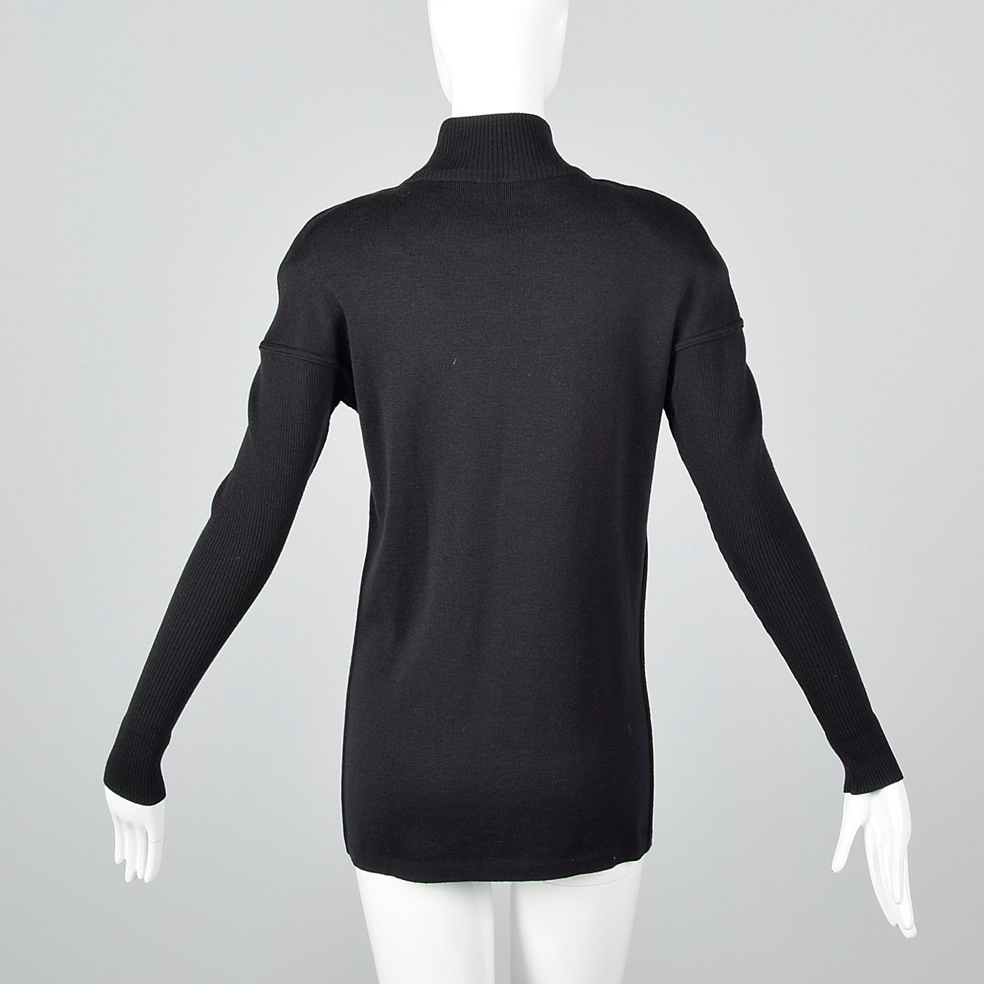1980s Alaia Black Zip Front Sweater