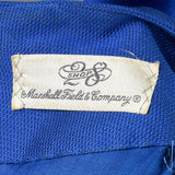 Large 1960s Marshall Field & Co. 28 Shop Blue Shift Dress with Sequin Trim Unlabeled Malcolm Starr