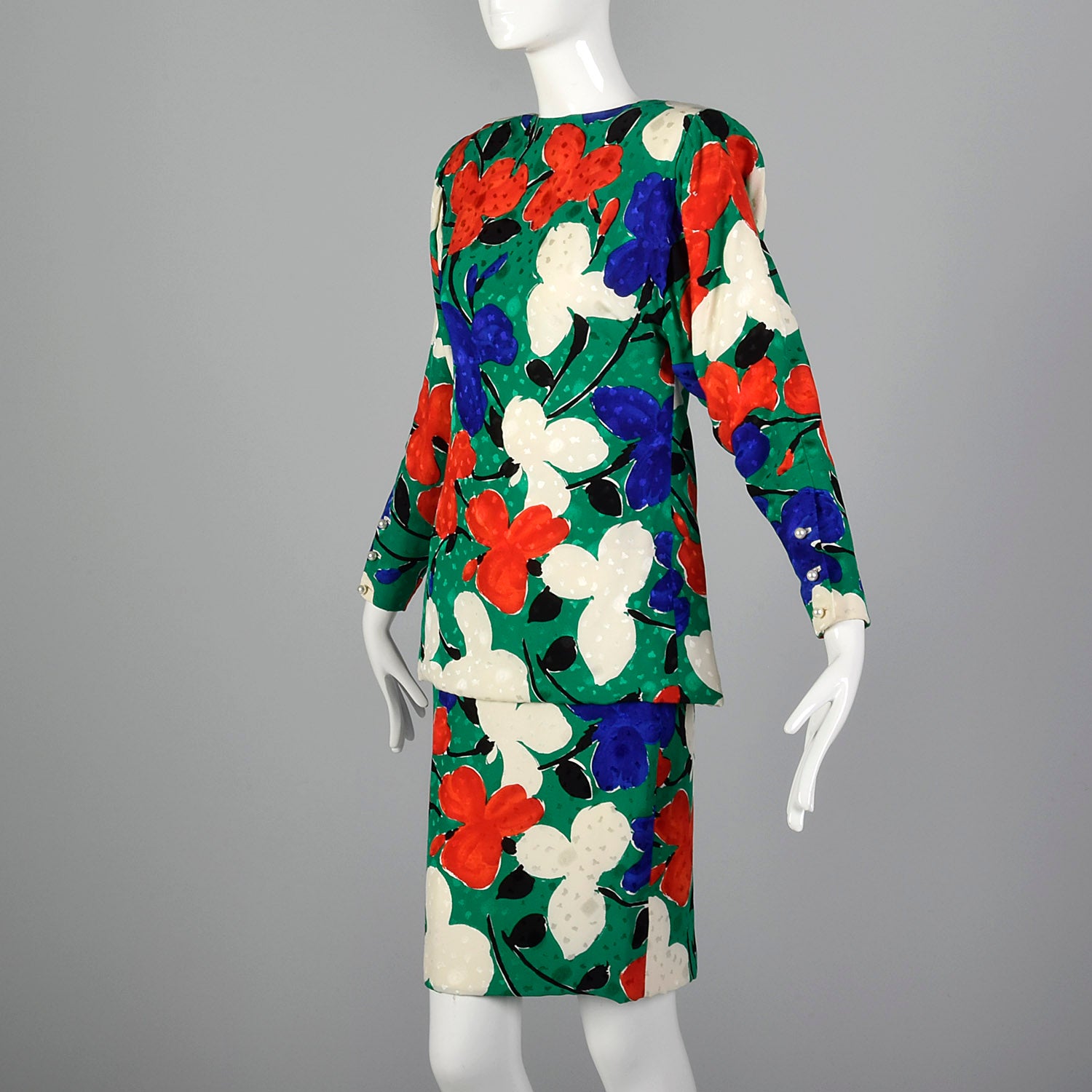 Small Galanos 1980s Abstract Floral Set