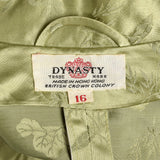 Medium 1960s Sage Green Asian Dress Hand Sewn Silk Frog Closures