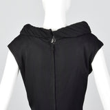 1950s Classic Black Dress with Rolled Collar