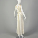 Small 1930s Bridal Nightgown Satin Lingerie Lace Tie Back Waist