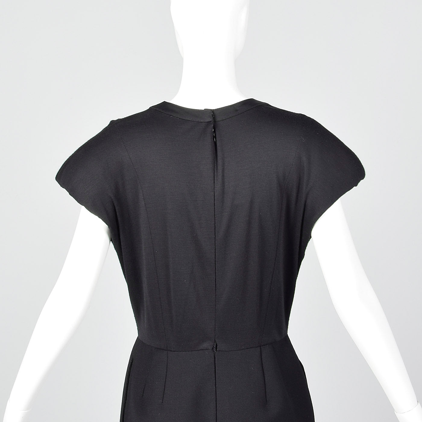 1980s Geoffrey Beene Black Dress with Shaped Shoulders
