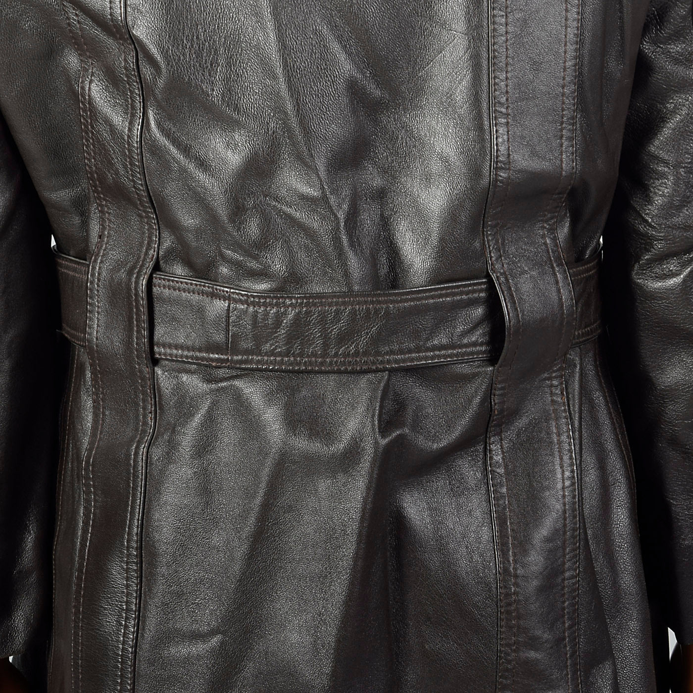 1960s Mens Belted Leather Norfolk Jacket