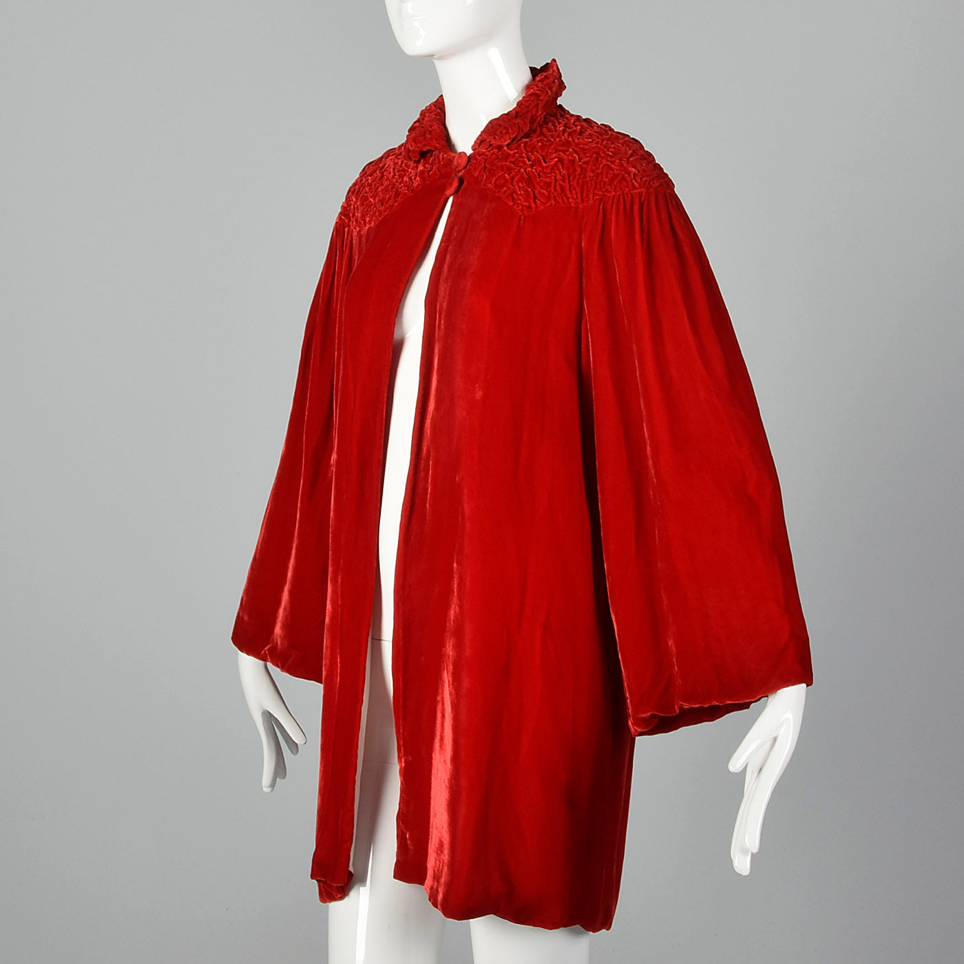 1940s Lightweight Red Velvet Swing Coat