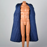 1940s Mens Quilted Silk Robe in Navy Blue