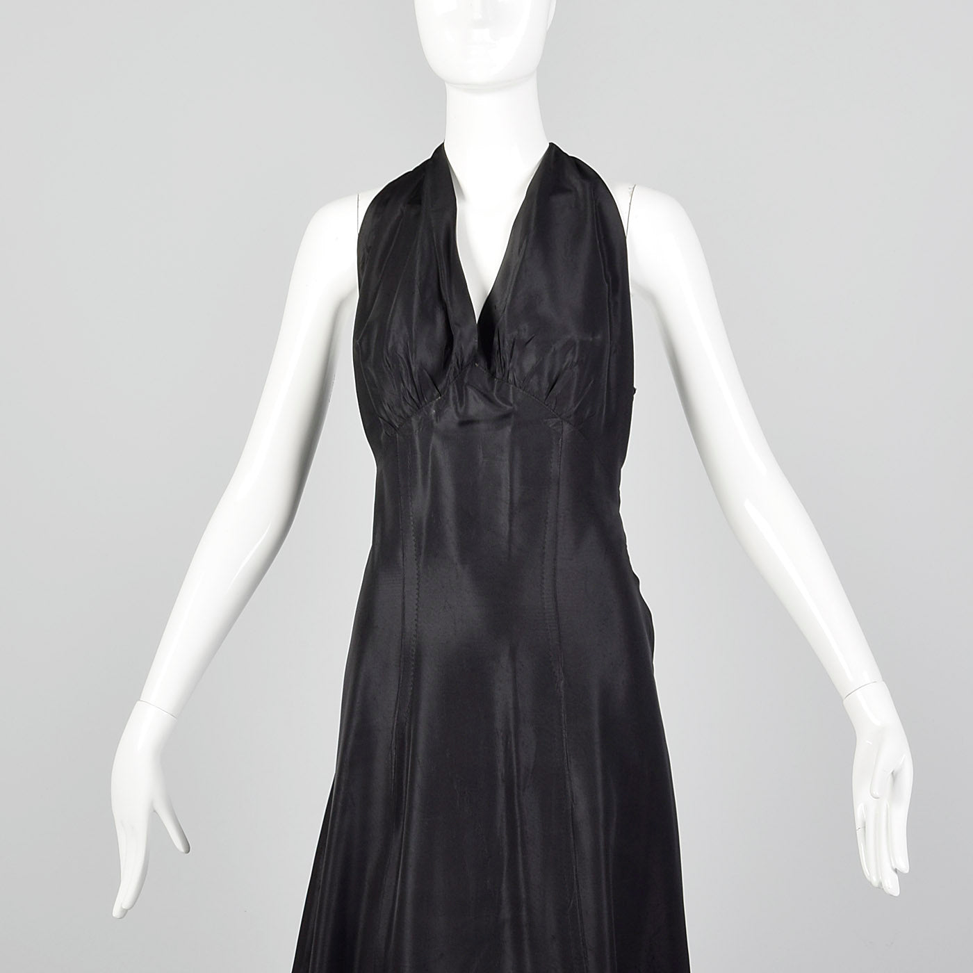 1940s Black Taffeta Party Dress with T-Strap Back