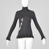 Small Jean Paul Gaultier Maille Femme 1990s Grey Turtleneck Sweater