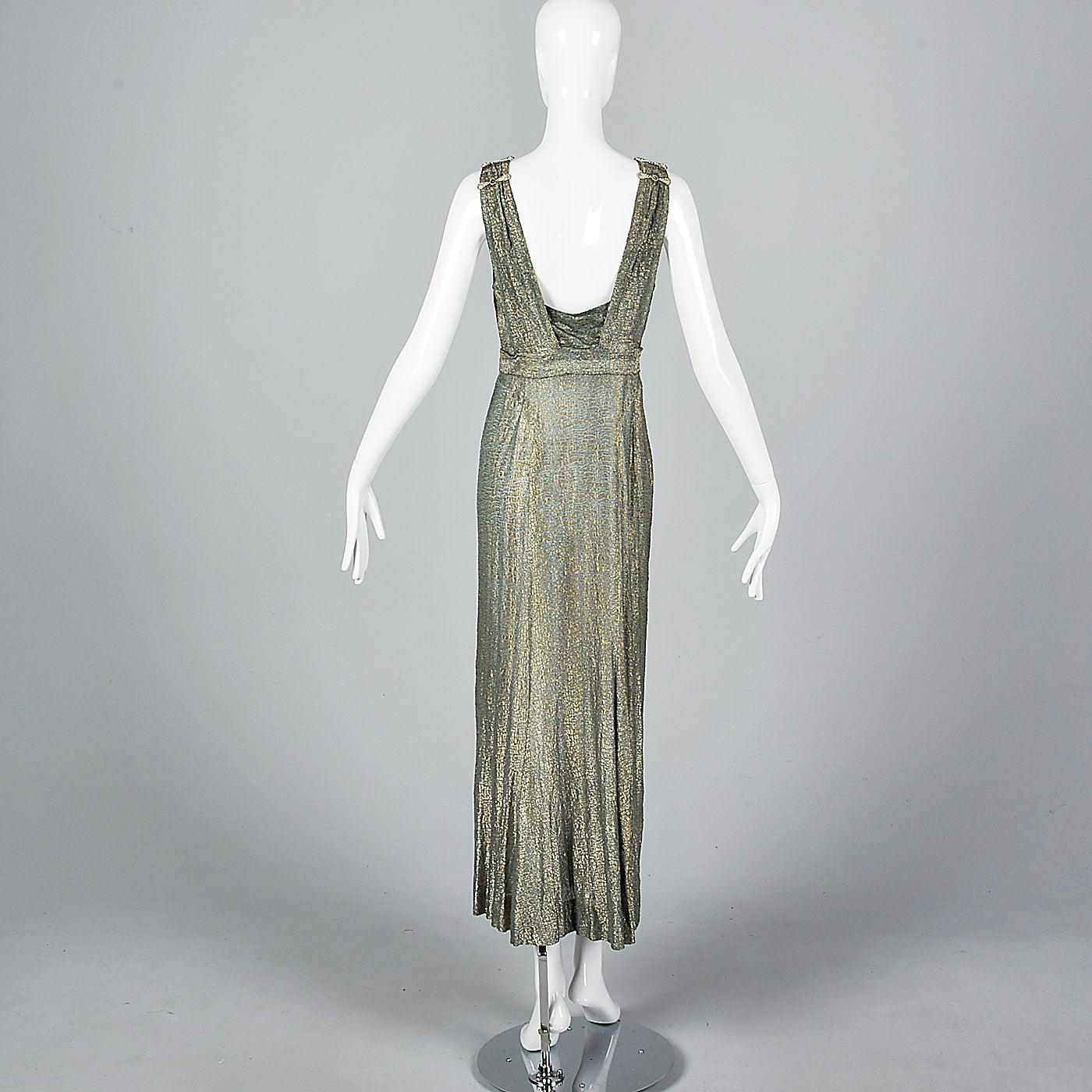 1930s Lamé Evening Dress, Formal Art Deco Gown