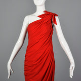 1980s Saks Fifth Avenue Red Bias Cut Dress