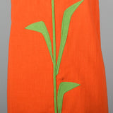 1960s Orange Shift Dress with Sunflower Applique