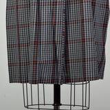 XXL 1950s Gray Cotton Day Dress Plaid Short Sleeves