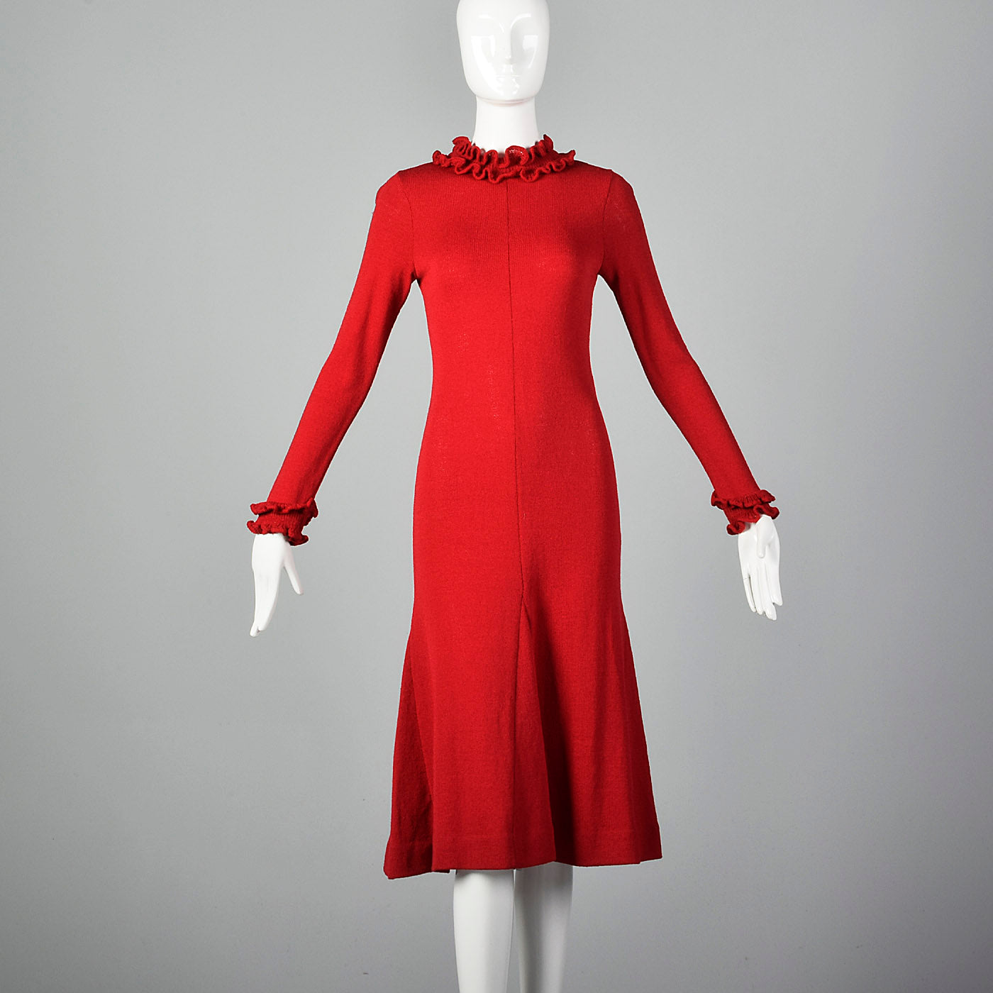 1970s Red Knit Sweater Dress
