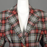 1990s Vivienne Westwood Anglomania Fitted Tartan Plaid Jacket with Extra Long Sleeves