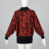1980s Jaeger Oversized Abstract Sweater in Red & Black