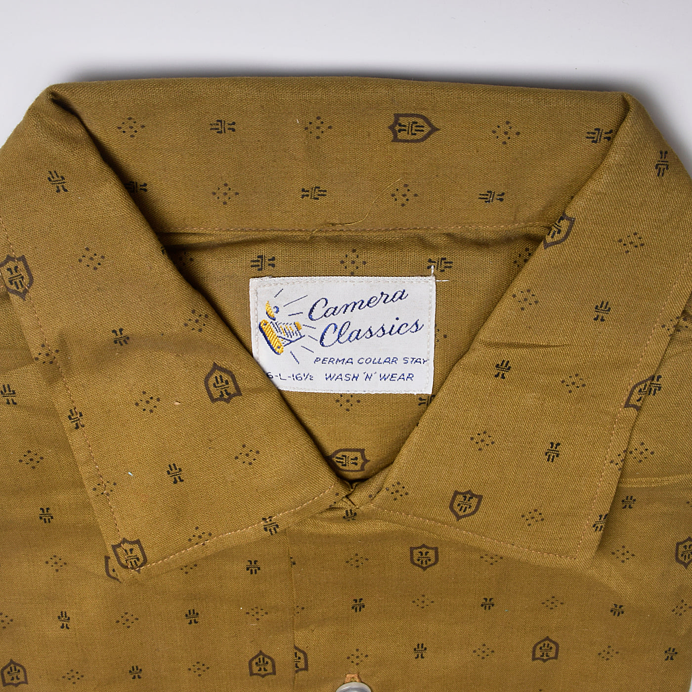 1950s Mens Deadstock Gold Print Shirt