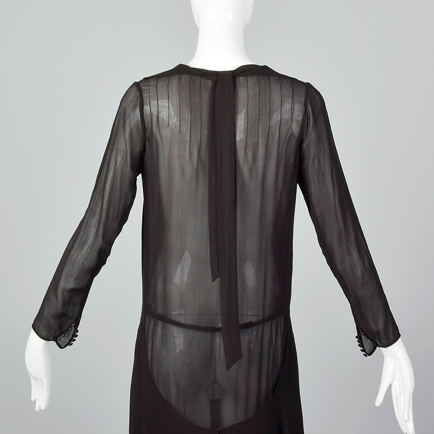 1920s Sheer Black Dress with Layered Skirt