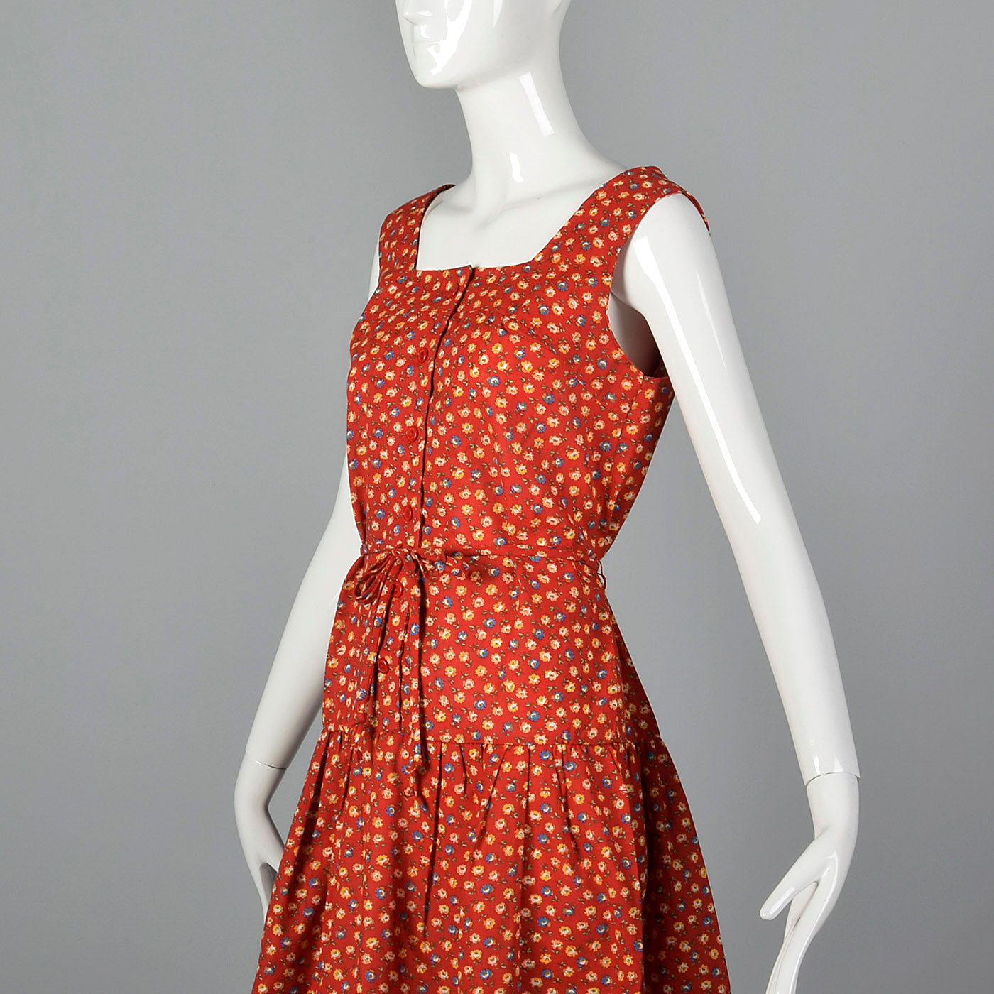 1960s Red Calico Sundress