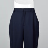 1990s Linda Allard Ellen Tracy Navy Rayon Trousers