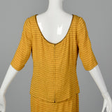 1960s Yellow Silk Dress with Beads