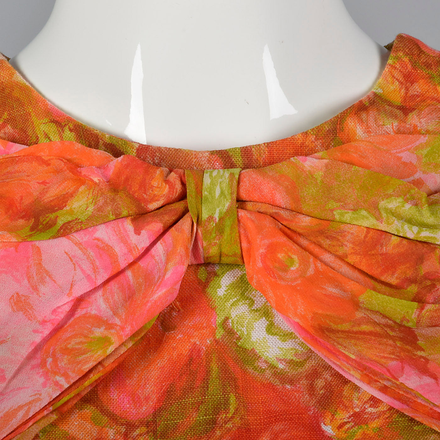 1960s Pink and Orange Floral Shift Dress