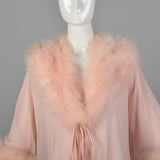 Lucie Ann Pink Neglige Robe with Feather collar