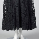 1970s Black Lace Overlay Dress with Sequin Bust